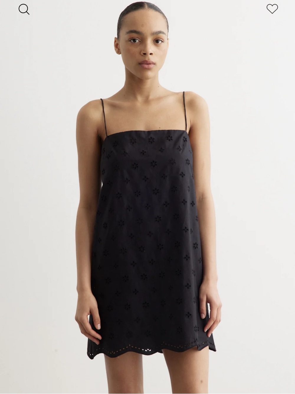 Matteau Black Broderie Shift Eyelet Mini Dress